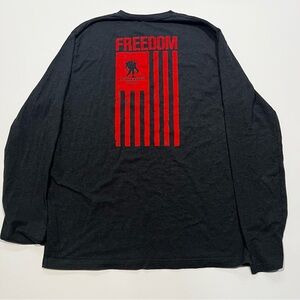 Under Armour Freedom Long Sleeve Tee - Charcoal with Red Design